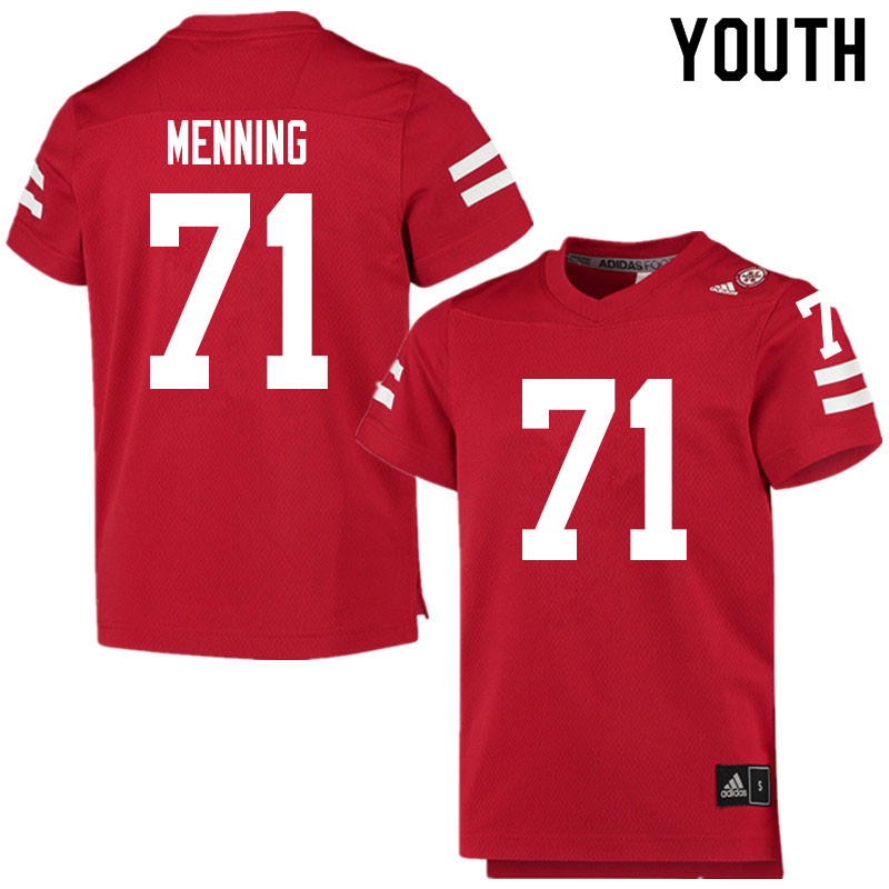 Youth #71 Keegan Menning Nebraska Cornhuskers College Football Jerseys Sale-Scarlet - Click Image to Close
